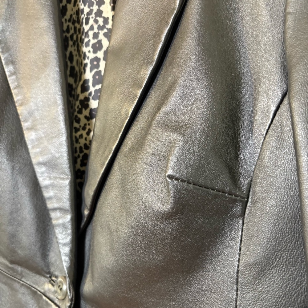 Vintage 90s Y2K Leather Jacket goth Whimsigoth minimalist grunge emo punk S - Picture 4 of 16